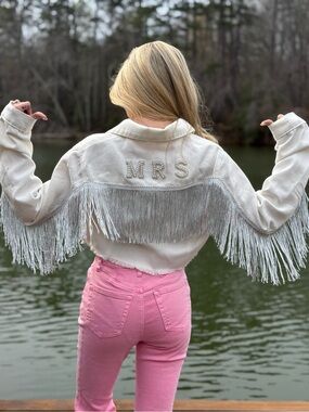 White Fringe Denim Jacket
